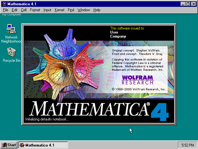 Mathematica 4.1 - Splash